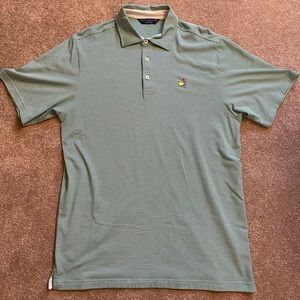 Men's Clubhouse Collection Large The Masters Golf Polo Shirt Green/White stripe